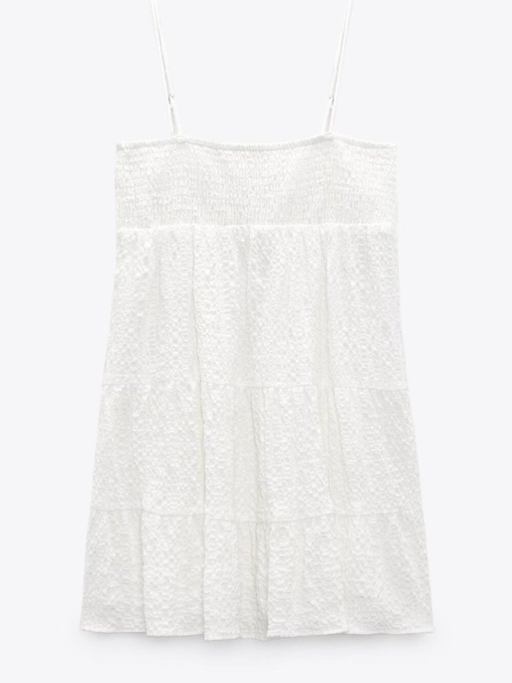 Zara Textured Short Dress - White/Cream